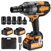 This Hill 21V Cordless Impact Wrench, 1180 ft-lbs (1600 Nm), 3-Speed, LED Light, 4.0Ah Li-Ion Batteries*2, 5 Sockets. Suitable for automotive and home assembly tasks