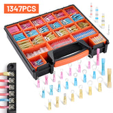 Filluck 1347PCS Ultimate Heat Shrink Wire Connectors Kit, Waterproof Electrical Spade Connectors, Insulated Crimp Ring Fork Spade Terminal Solder Butt Splice Connector for Marine Boat Auto