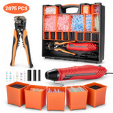 Filluck 2075 PCS Heat Shrink Solder Seal Wire Connectors Kit with Heat Gun and Wire Stripper, 10-26 AWG Waterproof Butt Splice Connectors for Automotive Marine and Wiring Repair
