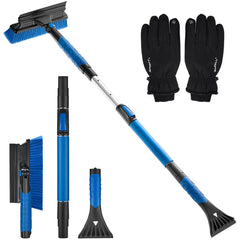51'' Extendable Snow Removal for Car Windshield Window with Foam Grip 180° Pivoting Brush Head, 4 in 1 Ice Scrapers & Snow Brushes with Squeegee for SUV Truck Auto Vehicle Accessories