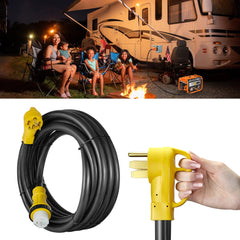 30 Amp 15FT Heavy Duty RV Generator Extension Cord with Inlet Box, NEMA 14-50P to SS2-50R Twist Lock Connector, 125V/250V Power Cord for Home/Camping/Boat/Emergency Backup