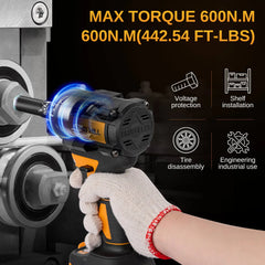 THIS HILL 1/2 Cordless Impact Wrench - Li-Ion Brushless Impact Driver | 21V 4.0Ah Li-Ion Battery*2 | 3-Speed Gear | LED Lights | Kit w/Accessories | Home Assembly