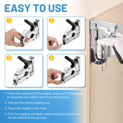 SPBTAR 4-in-1 Stapler Gun, Heavy Duty Staple Gun with 4000 Staples, Manual Brad Nailer Power Adjustment Stapler Gun for Wood, Crafts, Carpentry, and DIY - Filluck