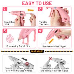 SPBTAR Cordless Hot Glue Gun, Fast Preheating with 2Ah Built-in Battery, Hot Melt Glue Gun with Stand, 20pcs Premius Mini Glue Sticks, Smart Power-Off, USB-C Charging for DIY Gift, Crafts and Arts - Filluck