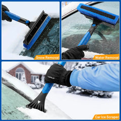 51'' Extendable Snow Removal for Car Windshield Window with Foam Grip 180° Pivoting Brush Head, 4 in 1 Ice Scrapers & Snow Brushes with Squeegee for SUV Truck Auto Vehicle Accessories