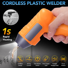 Cordless Plastic Welder, 900PCS Hot Staples Plastic Welding Kit with 5.0Ah Battery, LED Light, Pilers and Portable Toolbox, Staple Gun Plastic Repair Kit for Toys, Car Bumper, Plastic Crack