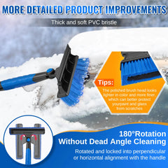 51'' Extendable Snow Removal for Car Windshield Window with Foam Grip 180° Pivoting Brush Head, 4 in 1 Ice Scrapers & Snow Brushes with Squeegee for SUV Truck Auto Vehicle Accessories
