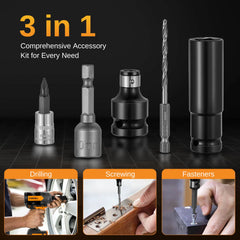 THIS HILL 1/2 Cordless Impact Wrench - Li-Ion Brushless Impact Driver | 21V 4.0Ah Li-Ion Battery*2 | 3-Speed Gear | LED Lights | Kit w/Accessories | Home Assembly