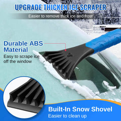 51'' Extendable Snow Removal for Car Windshield Window with Foam Grip 180° Pivoting Brush Head, 4 in 1 Ice Scrapers & Snow Brushes with Squeegee for SUV Truck Auto Vehicle Accessories