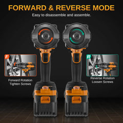 This Hill 21V Cordless Impact Wrench, 1180 ft-lbs (1600 Nm), 3-Speed, LED Light, 4.0Ah Li-Ion Batteries*2, 5 Sockets. Suitable for automotive and home assembly tasks