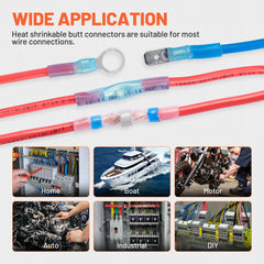 Filluck 1622PCS Ultimate Heat Shrink Wire Connectors Kit, Waterproof Electrical Spade Connectors, Insulated Crimp Ring Fork Spade Terminal T-Tap Solder Butt Splice Connector for Marine Boat Auto