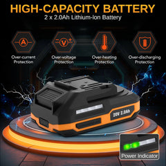 3/8" 90NM Cordless Electric Ratchet Wrench Set with 2 Pack 15C 2000 mAh Lithium-Ion Battery,20V 66 Ft-lbs Brushless Power Ratchet Driver,11 Sockets and Charger for Automobile Engine | THISHILL