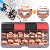 Filluck 40PCS Battery Cable Ends, Heavy Duty Wire Lugs 1/0 AWG 2 AWG 4 AWG, 3/8" Ring Battery Terminal Connectors with 3:1 Heat Shrink Tubing, Wire Connectors Kit for Automotive, Marine, RV, Solar