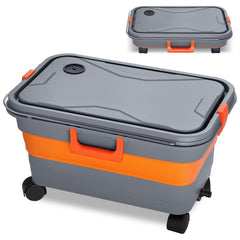 SPEEDWOW Collapsible Car Wash Bucket with Wheels, 5.5 Gallon Folding Portable Bucket with Handle, Drain Plug & Water Outlet, Multi-Purpose for Car Washing, Camping, RV, Pet Bath, Laundry - Filluck