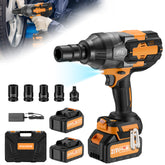 Cordless Impact Wrench,600Nm(443Ft-lbs),1/2 Inch Brushless lmpact Driver Set,w/Two 4.0Ah Battery,17 Sockets,High Torque Power Impact Gun for Car Home