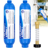 SPEEDWOW 2Pcs RV Water Filter, RV Inline Water Filter with Flexible Hose Protector, NSF Certified, KDF&GAC Reduces Bad Taste, Odors, Chlorine, Sediment, Camping Essentials for Fresh Drinking Water - Filluck
