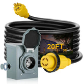 30 Amp RV Extension Cord with Inlet Box, 125V/250V, NEMAL14-30P / L14-30R | Filluck