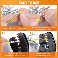 Filluck 945PCS Pin Connector Kit, Car Electrical Wire Connectors Terminal Pins, 21Type Non-Insulated Plug 1/1.5/1.8/2.2/2.8/3.5mm Wire Terminal with Ratchet Crimping Tool 22-16 AWG - Filluck