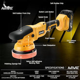 Cordless Polisher Kit, 21V Dual-Handle Buffer with 2×4.0Ah Batteries, Variable Speed, Complete Car Detailing Set with Foam Pads, Wool Pads & Storage Bag