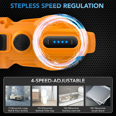 Cordless Caulking Gun, Anti‑drip Electric Caulk Gun with 2x 2.0Ah Batteries, 20Pcs Silicone Caulking Tools, 4 Adjustable Speeds, LED Light, 10OZ Lightweight for Filling, Sealing