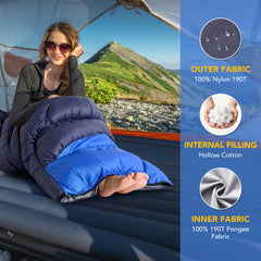 Sleeping Bag, Waterproof Portable Sleeping Bags for Adults with Compression Sack for All Season Camping, Hiking, Tent, Travel - Filluck