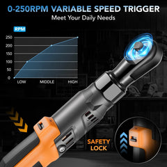 3/8" Cordless Electric Ratchet Wrench Set, 20V 66Ft-lbs(90 N.M) 250RPM Power Ratchet Tool Kit with 2x 2.0A Batteries, Charger & 8 Sockets Brushless Impact Wrench for Vehicles Appliances