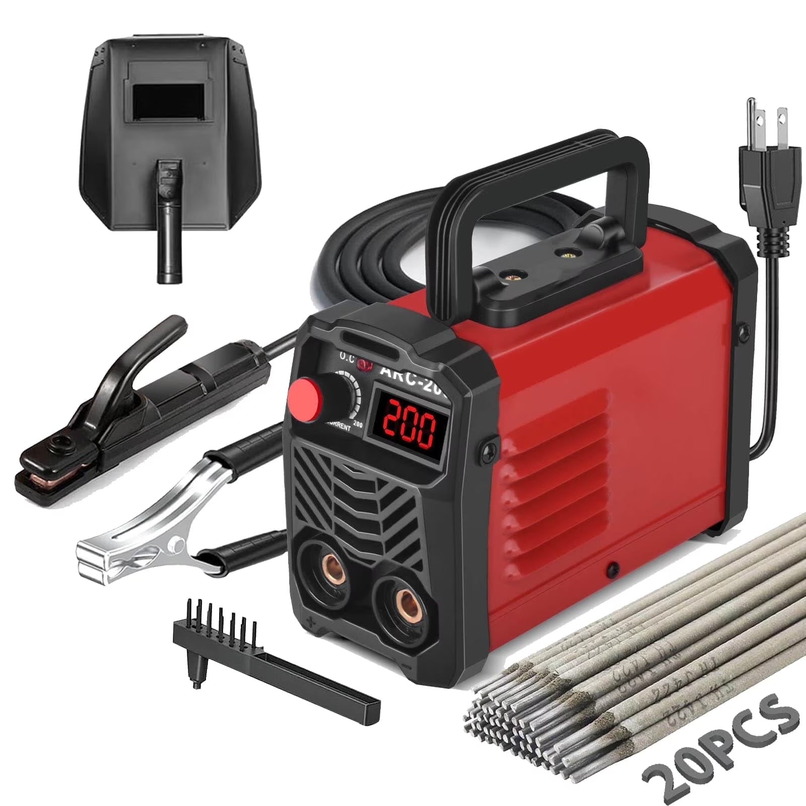 SPEEDWOW Stick Welder 200Amp 110V ARC Welding Machine, Mini Portable IGBT Inverter Welder Kit w/ 20 Rods, Hot Start, Anti-Stick, Arc Force, for 1/16-1/8" Rod - Filluck