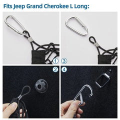 Filluck 2PCS Cargo Net for Pickup Truck Bed Net, 51" Mesh Highly Elastic Trunk Organizer with Metal Hooks, Envelope Style Cargo Net Great Fit for Jeep Grand Cherokee L Long 2021-2022