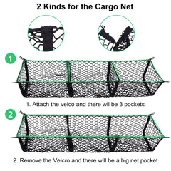 Filluck Cargo Net for Pickup Truck Bed, 3 Pocket Trunk Organizer 47.2" Stretches to 62" Mesh Storage Net for Ford/Dodge/GMC/Chevy Silverado/Toyota/Nissan/Honda, 1 Pack