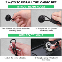 Filluck Cargo Net for Pickup Truck Bed, 3 Pocket Trunk Organizer 47.2" Stretches to 62" Mesh Storage Net for Ford/Dodge/GMC/Chevy Silverado/Toyota/Nissan/Honda, 1 Pack