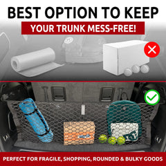 Filluck Cargo Net for Pickup Truck Bed Net, 51" Mesh Highly Elastic Trunk Organizer with Metal Hooks, Envelope Style Cargo Net Great Fit for Jeep Grand Cherokee L Long 2021-2022