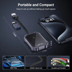 SPBTAR Wireless Carplay Adapter for Cars - Plug and Play USB A/C Dongle Converts Wired to Wireless Carplay, Compatible with Factory Wired Carplay Models (2016+), iOS, Aluminum Alloy - Filluck