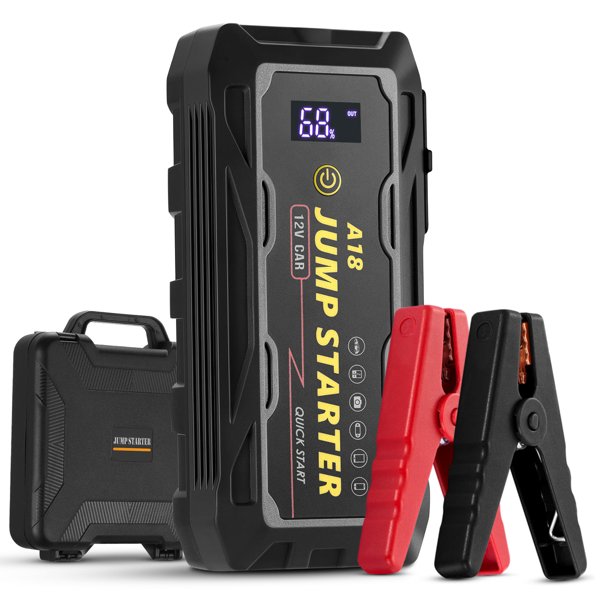 SPBTAR Car Battery Jump Starter, 2000A Peak 18000mAh Battery Booster, Fast Charger 12V Jumper Cables for 8.0L Gasoline & 6.0L Diesel Engines - Filluck