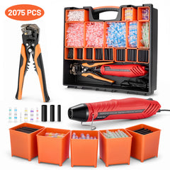 Filluck 2075 PCS Heat Shrink Solder Seal Wire Connectors Kit with Heat Gun and Wire Stripper, 10-26 AWG Waterproof Butt Splice Connectors for Automotive Marine and Wiring Repair
