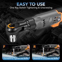 SPBTAR 3/8" Cordless Ratchet Wrench, 66Ft-lbs (90Nm) Brushless Power Tool Kit, 20V 250RPM with 2x2.0Ah Batteries, 8 Sockets, Charger for Car, Motorcycle, Home Repairs - Filluck