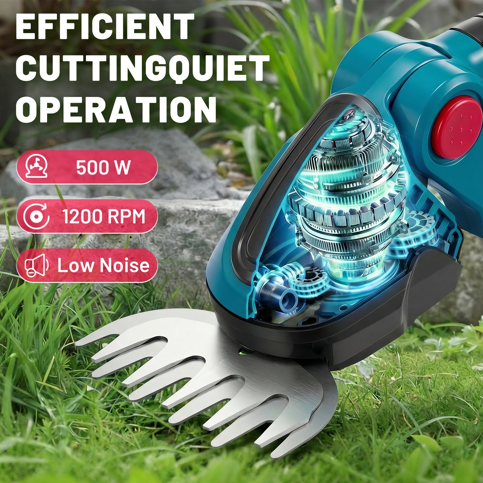 SPBTAR Cordless Hedge Trimmer-20V Electric Shrub Trimmer Grass Shears Handheld Grass Cutter, Hedge Shear with 2 PCS Rechargeable Battery and Charger for Garden, Lawn - Filluck