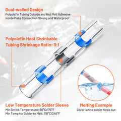 Filluck 1347PCS Ultimate Heat Shrink Wire Connectors Kit, Waterproof Electrical Spade Connectors, Insulated Crimp Ring Fork Spade Terminal Solder Butt Splice Connector for Marine Boat Auto