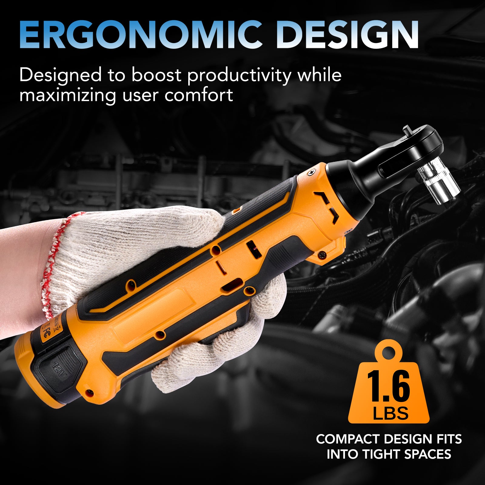 SPEEDWOW 3/8" Cordless Ratchet Wrench, 41 ft-lbs (55 Nm) Torque, 20V Power Tool Kit with 2 Batteries, LED Light, 13-Piece Set for Mechanics & Car Repairs - Filluck