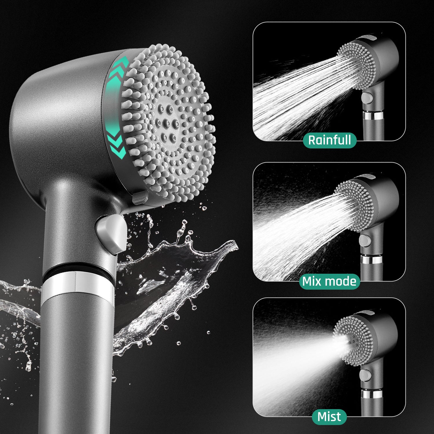 SPBTAR Shower Head, Detachable Shower Head with Handheld, Two Water Filters, High Pressure Shower Heads with Hose 59 inch Stainless Steel and Adjustable Bracket - Filluck