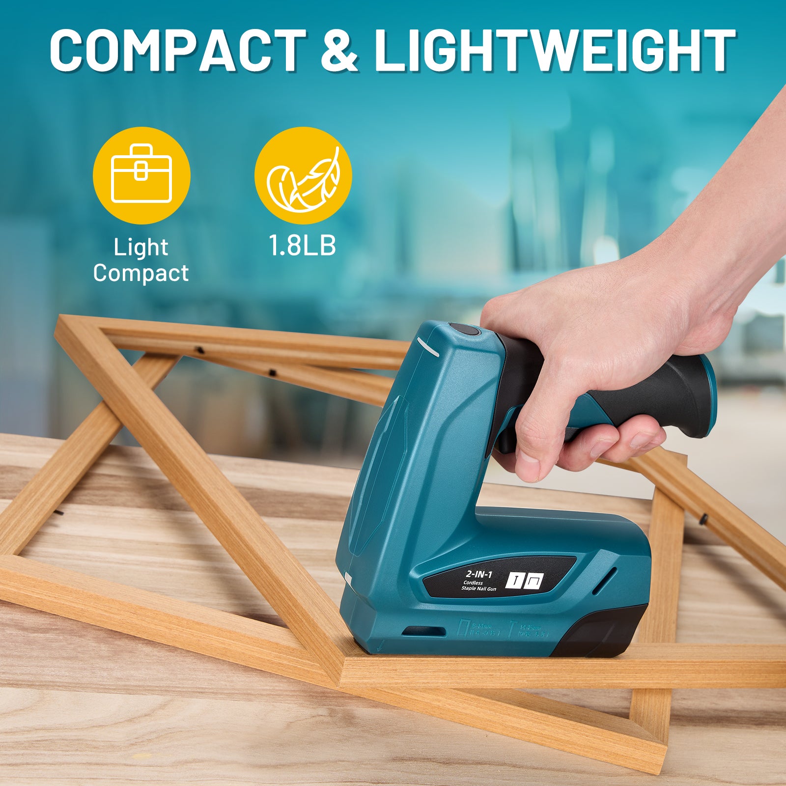 SPBTAR Electric Staple Gun, 2 in 1 Cordless Staple Gun/Brad Nailer with 2000 Staples & Nails, 2000mAh Cable Staple Gun with USB Charger for Wood, Upholstery, Carpentry, Crafts, DIY - Filluck