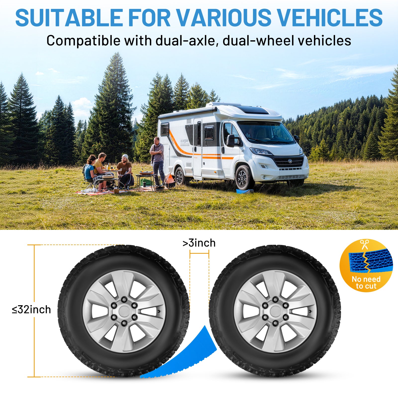 SPBTAR RV Leveling Blocks Kit, 2Packs Camper Leveling Blocks System Kit for RVS Trailer with Carrying Bag, Anti-Slip Mats, T Bubble Level Up to 35000 Lbs - Filluck