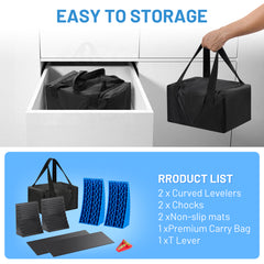 SPBTAR RV Leveling Blocks Kit, 2Packs Camper Leveling Blocks System Kit for RVS Trailer with Carrying Bag, Anti-Slip Mats, T Bubble Level Up to 35000 Lbs - Filluck