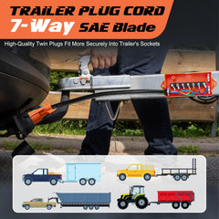 7 Way Plug Trailer Cable with Junction Box, For SAE/RV Standard | Filluck