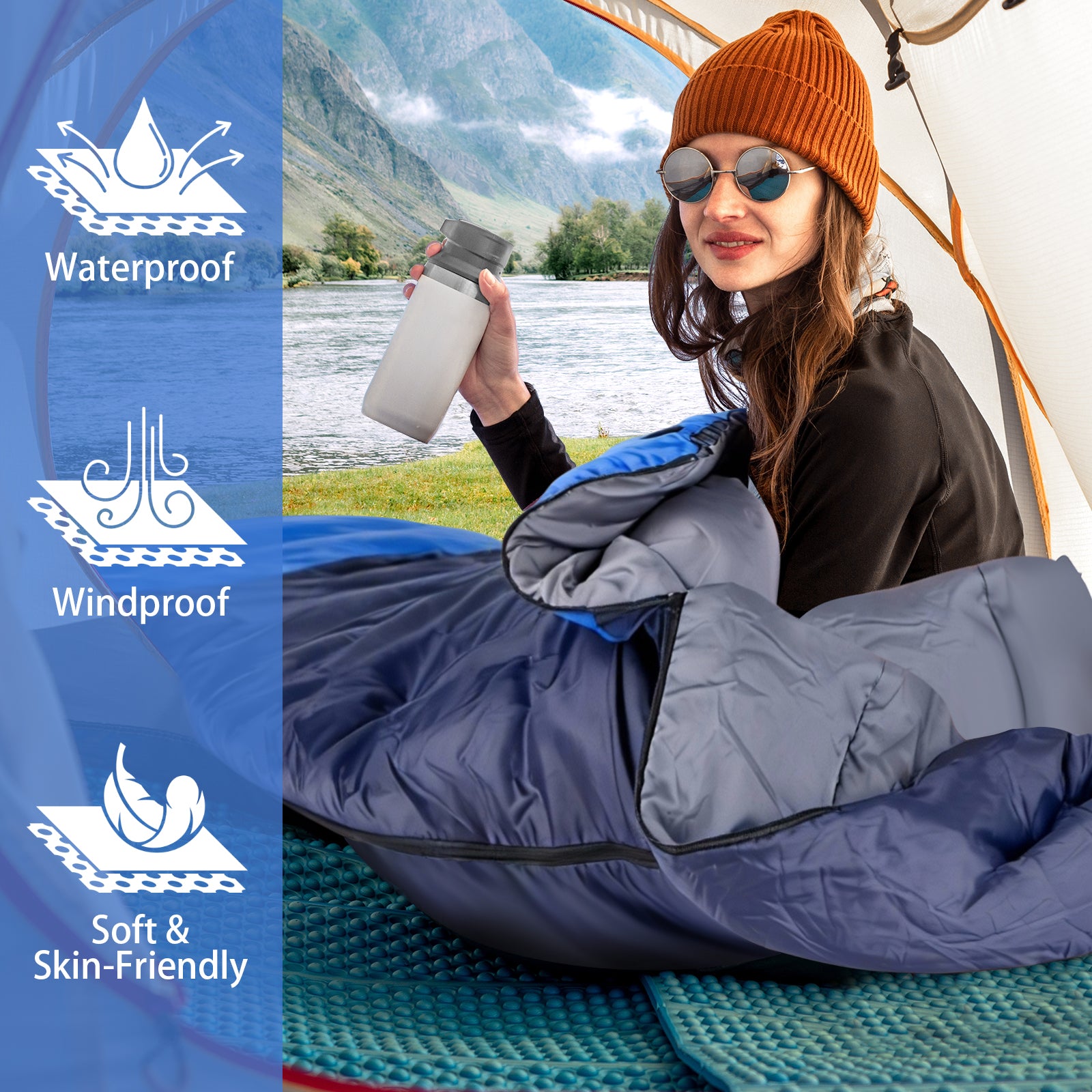 Sleeping Bag, Waterproof Portable Sleeping Bags for Adults with Compression Sack for All Season Camping, Hiking, Tent, Travel - Filluck