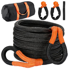 Kinetic Recovery Tow Rope, 1.26" x 30FT 60000LBS with Two Soft Shackles Heavy Duty Off Road Snatch Strap, 35% High Elasticity Recovery Strap Kit for Truck, Tractor, Car, ATV, UTV, Jeep | Filluck