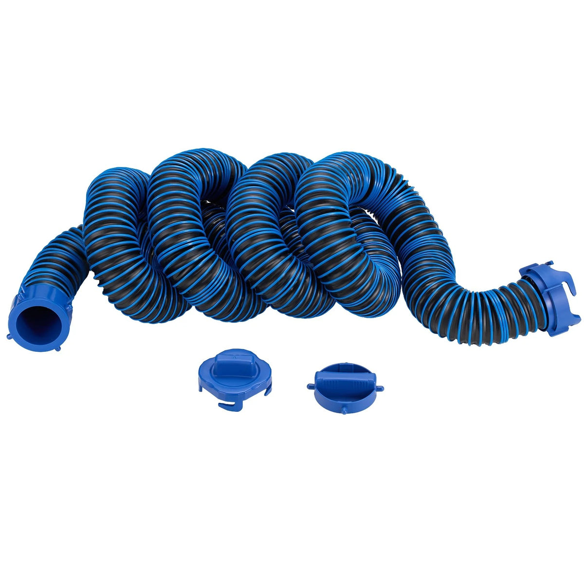 15FT RV Sewer Hose Kit - Heavy Duty TPE, Abrasion & Crush Resistant, w/Swivel Fitting & 90 Degree Clear View Sewer Adapter for Waste Drainage