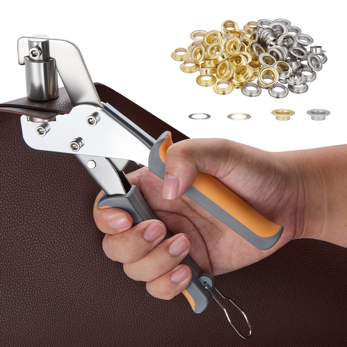SPBTAR Grommet Tool Kit, 3/8 inch Grommet Kit with 500pcs Grommets Eyelet Plier Set, Handheld Eyelet Hole Punch Pliers Grommet Press Kits for Fabric Tarps Leather - Filluck