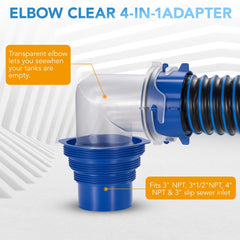 15FT RV Sewer Hose Kit - Heavy Duty TPE, Abrasion & Crush Resistant, w/Swivel Fitting & 90 Degree Clear View Sewer Adapter for Waste Drainage