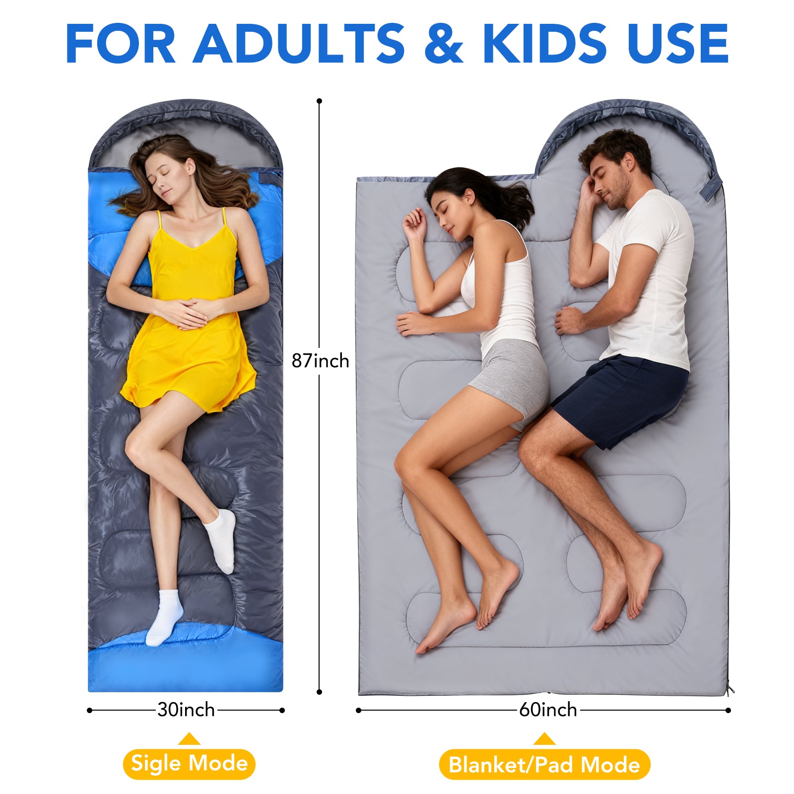 Sleeping Bag, Waterproof Portable Sleeping Bags for Adults with Compression Sack for All Season Camping, Hiking, Tent, Travel - Filluck