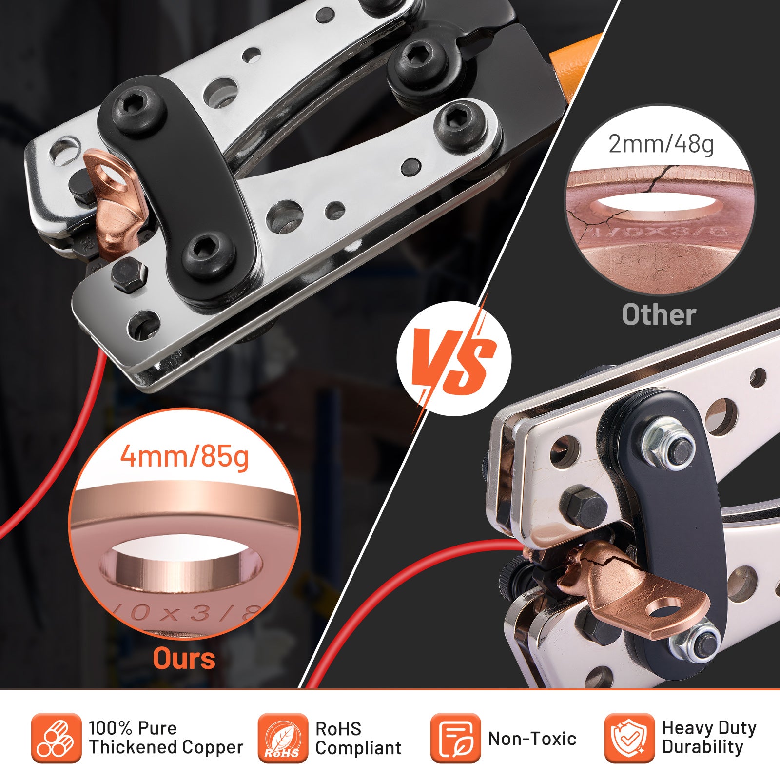 Filluck 227PCS Battery Cable Ends Kit, 1/0 2/0 2 4 6 8 AWG Copper Wire Lugs with 3:1 Heat Shrink Tubing, Ring Battery Terminal Connectors for Automotive, RV, Marine, Solar Systems - Filluck